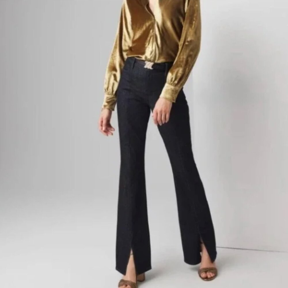 NWOT Anthropologie Pilcro Split Front High-Rise Bootcut Jeans – Dark Wash